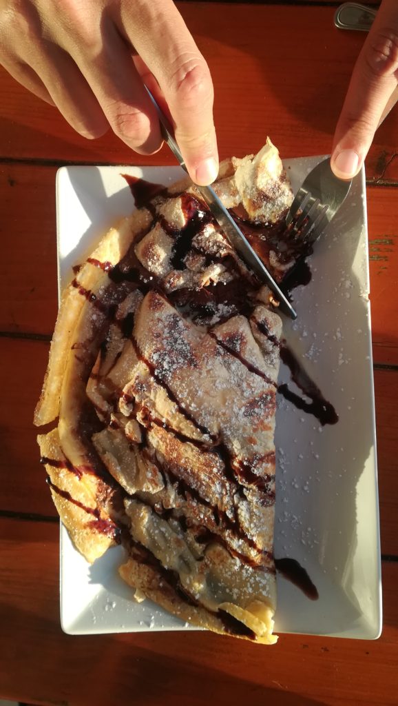 Crepe con helado de vainilla